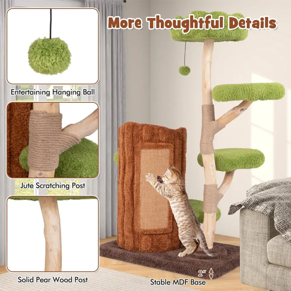 Multi-level Cat Tree with Double Decker Cat House and Sisal Panel-Brown - Brown - Cat Trees Condos & Scratchers