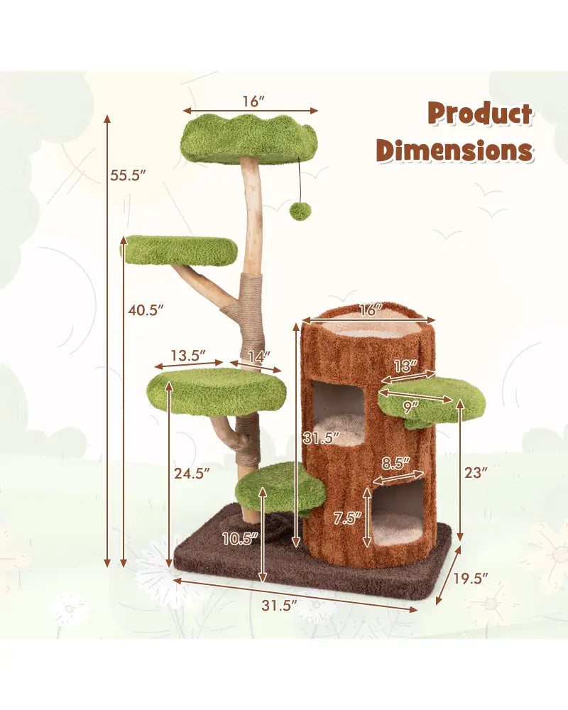 Multi-level Cat Tree with Double Decker Cat House and Sisal Panel-Brown - Brown - Cat Trees Condos & Scratchers