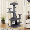 Multi-level Kitty Tower with Condo and Climbing Ladder-Gray - Gray - Cat Trees Condos & Scratchers