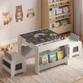 Multi-purpose Activity Kids Table and Chairs Set with Double-sided Tabletop-Gray - Gray - Kids Table & Chair Sets