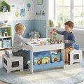 Multi-purpose Activity Kids Table and Chairs Set with Double-sided Tabletop-Blue - Blue - Kids Table & Chair Sets