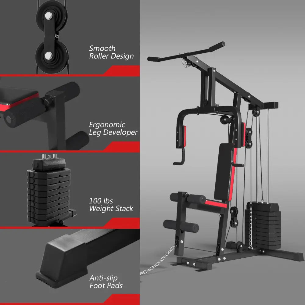 Multifunction Cross Trainer Workout Machine - Black - Benches Racks & Bars
