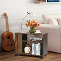 Multifunctional 3-Tier Side Table with Wheels and Large Storage Shelf - Brown - End & Side Tables
