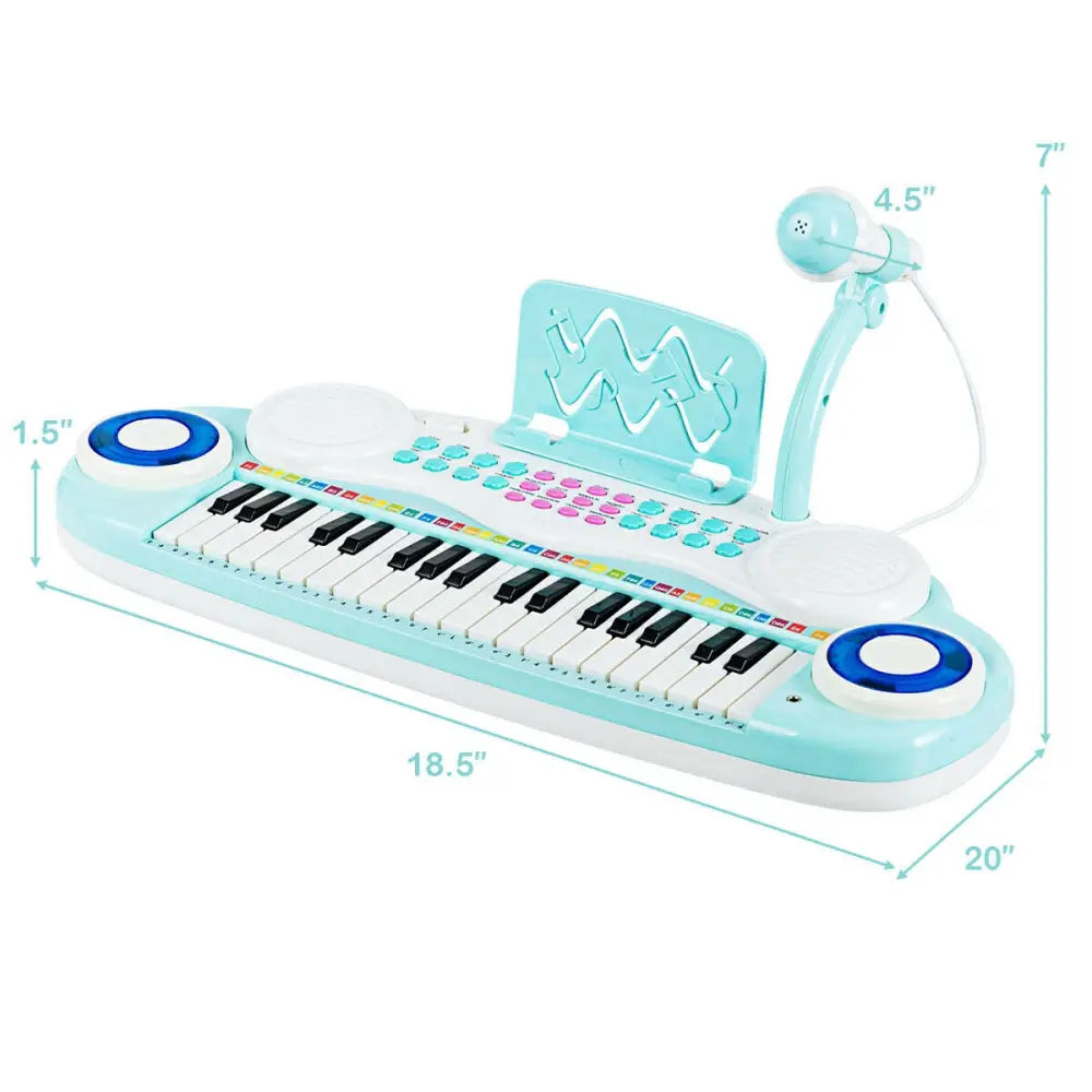 Multifunctional 37 Electric Keyboard Piano with Microphone-Blue - Blue - Pianos & Keyboards