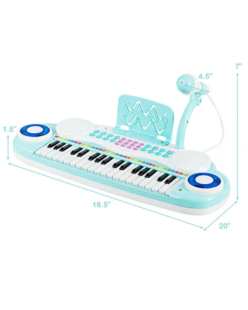 Multifunctional 37 Electric Keyboard Piano with Microphone-Blue - Blue - Pianos & Keyboards