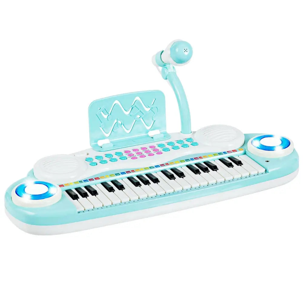Multifunctional 37 Electric Keyboard Piano with Microphone-Blue - Blue - Pianos & Keyboards