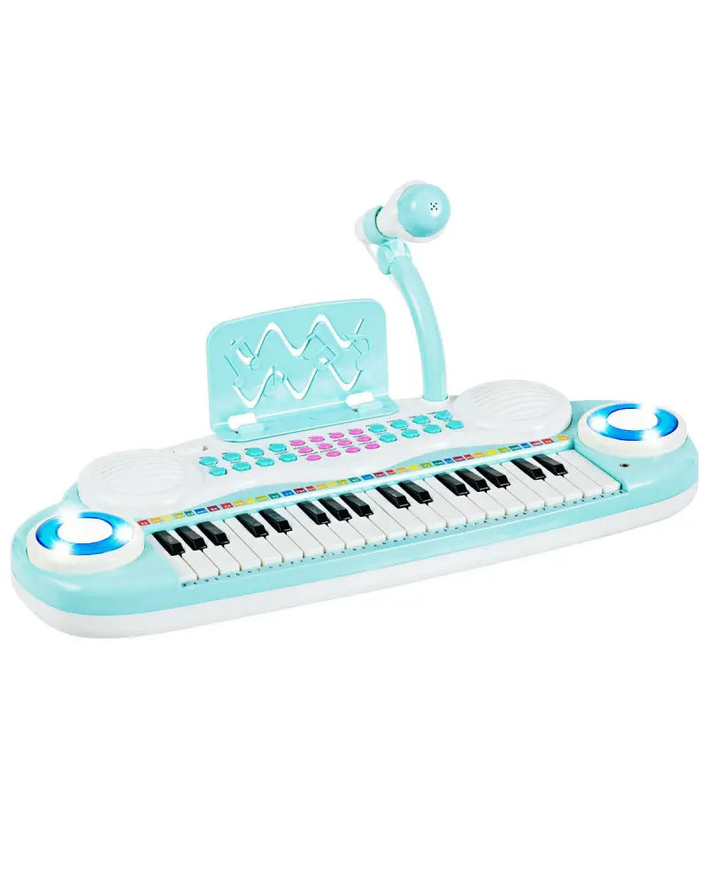 Multifunctional 37 Electric Keyboard Piano with Microphone-Blue - Blue - Pianos & Keyboards