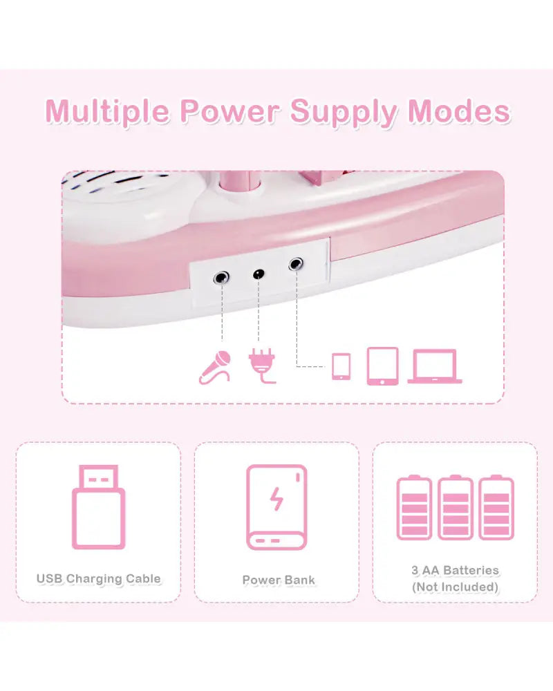 Multifunctional 37 Electric Keyboard Piano with Microphone-Pink - Pink - Pianos & Keyboards