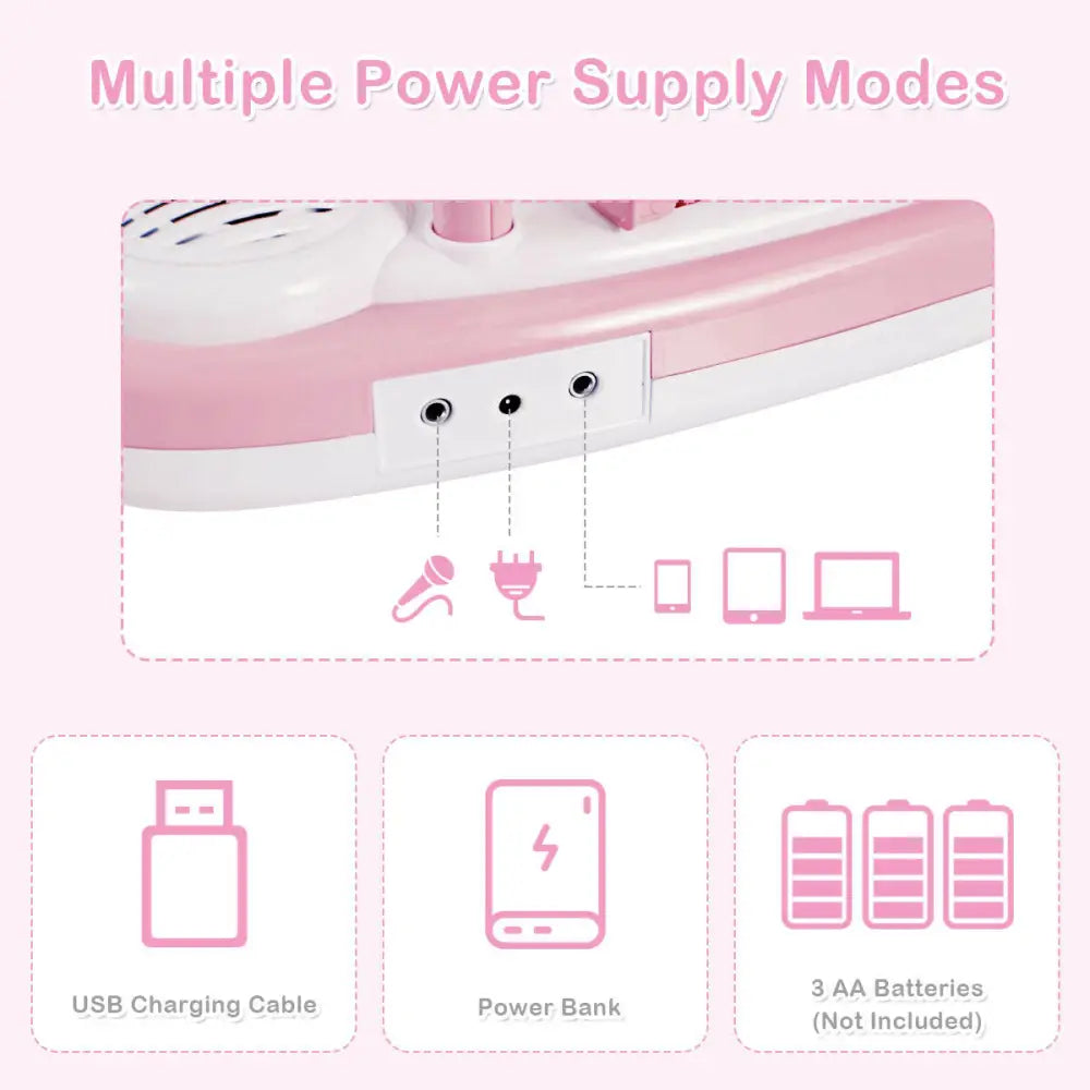 Multifunctional 37 Electric Keyboard Piano with Microphone-Pink - Pink - Pianos & Keyboards