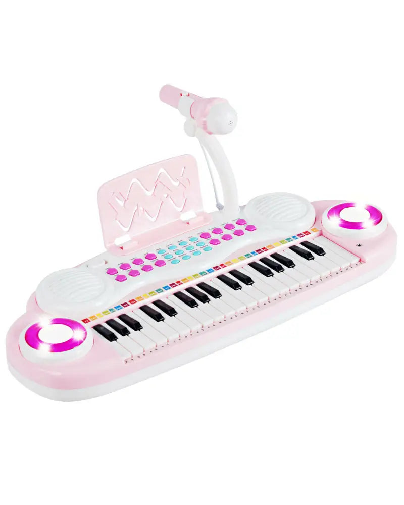 Multifunctional 37 Electric Keyboard Piano with Microphone-Pink - Pink - Pianos & Keyboards