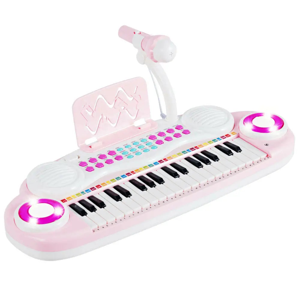 Multifunctional 37 Electric Keyboard Piano with Microphone-Pink - Pink - Pianos & Keyboards