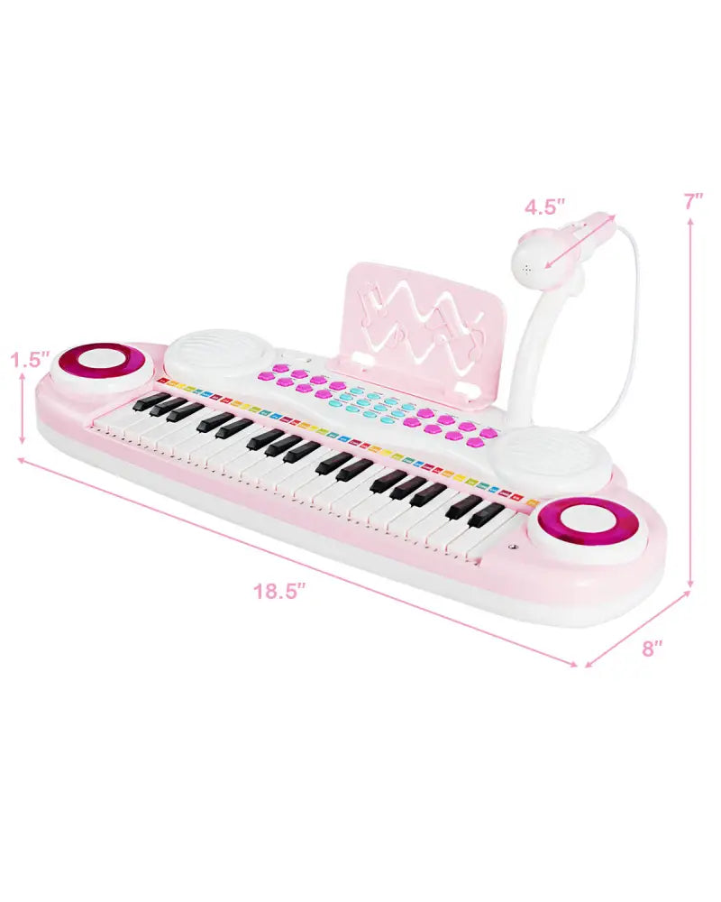 Multifunctional 37 Electric Keyboard Piano with Microphone-Pink - Pink - Pianos & Keyboards