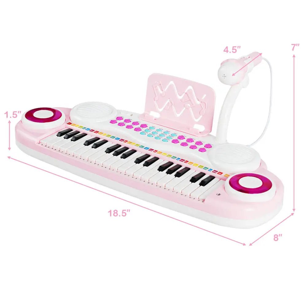 Multifunctional 37 Electric Keyboard Piano with Microphone-Pink - Pink - Pianos & Keyboards