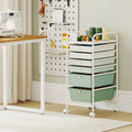 Multifunctional 6 Drawers Rolling Storage Cart Organizer-Green Gradient - Green Gradient - File Cabinets