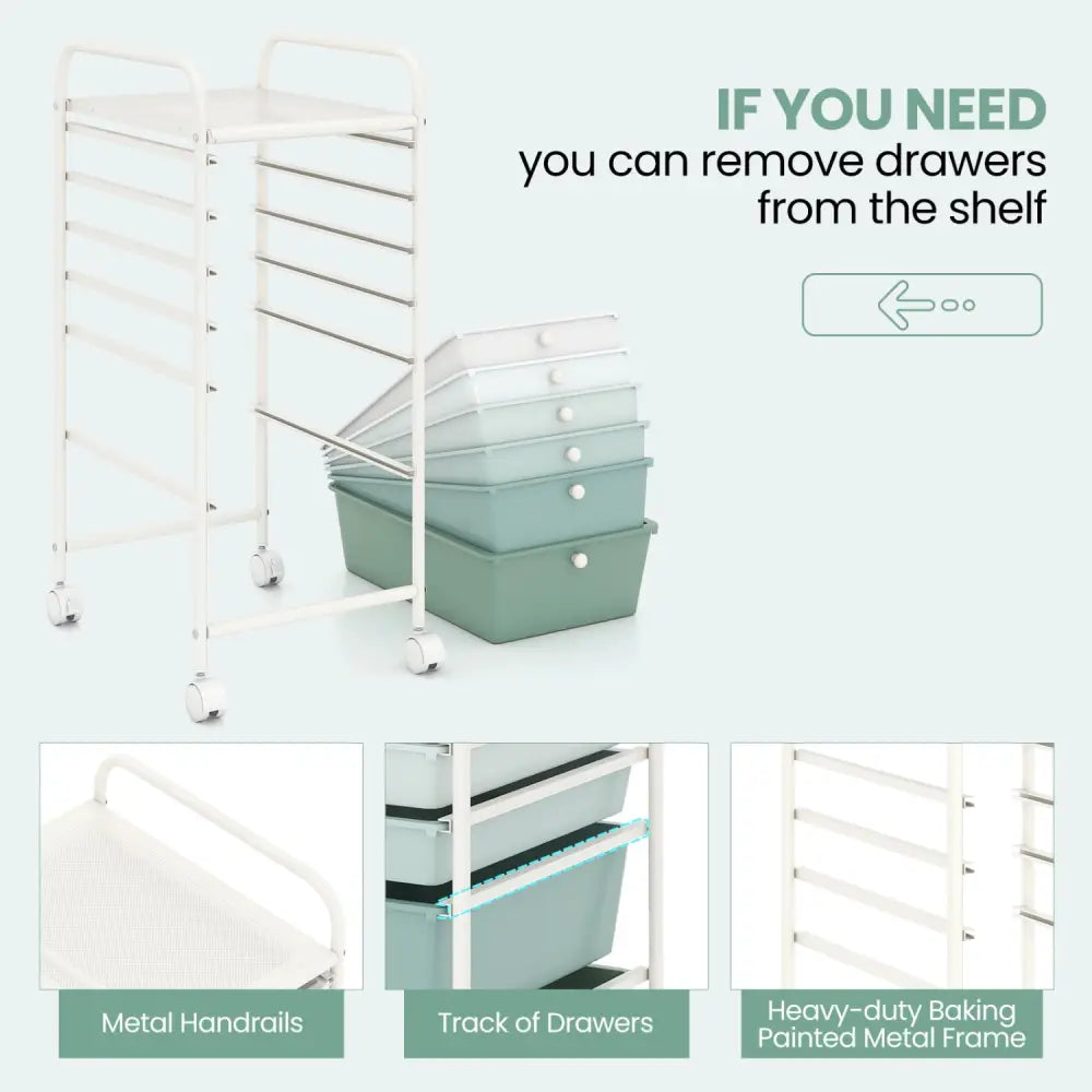 Multifunctional 6 Drawers Rolling Storage Cart Organizer-Green Gradient - Green Gradient - File Cabinets