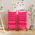 Multifunctional 6 Drawers Rolling Storage Cart Organizer-Rose Red - Rose Red - File Cabinets