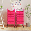 Multifunctional 6 Drawers Rolling Storage Cart Organizer-Rose Red - Rose Red - File Cabinets
