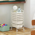Multifunctional 6 Drawers Rolling Storage Cart Organizer-White - White - File Cabinets
