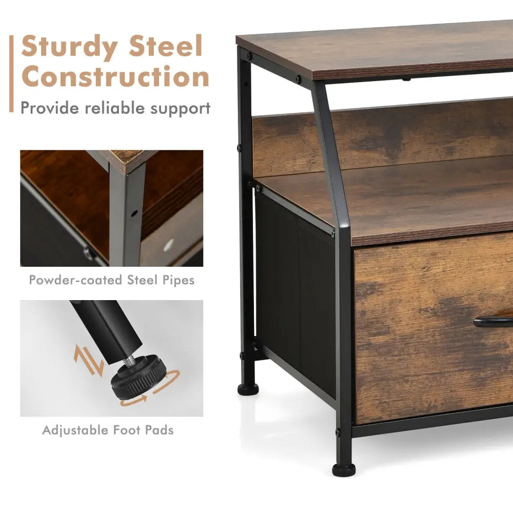 Multifunctional Dresser Organizer with 2 Storage Drawer and Open Shelves-Rustic Brown - Rustic Brown - Entertainment
