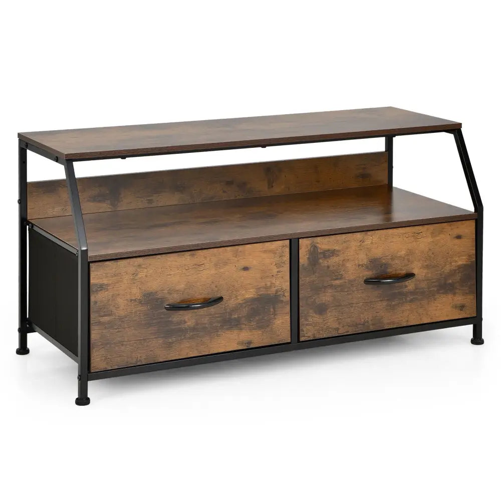 Multifunctional Dresser Organizer with 2 Storage Drawer and Open Shelves-Rustic Brown - Rustic Brown - Entertainment