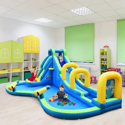 Multifunctional Inflatable Water Bounce with 735W Blower - Blue - Inflatable Water Slides