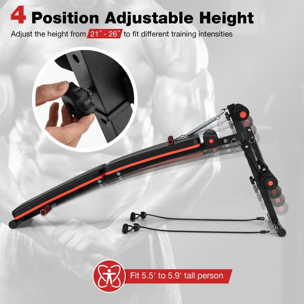 Multifunctional Sit up Bench 4 Position Adjustable Metal Workout Bench - Black - Benches Racks & Bars