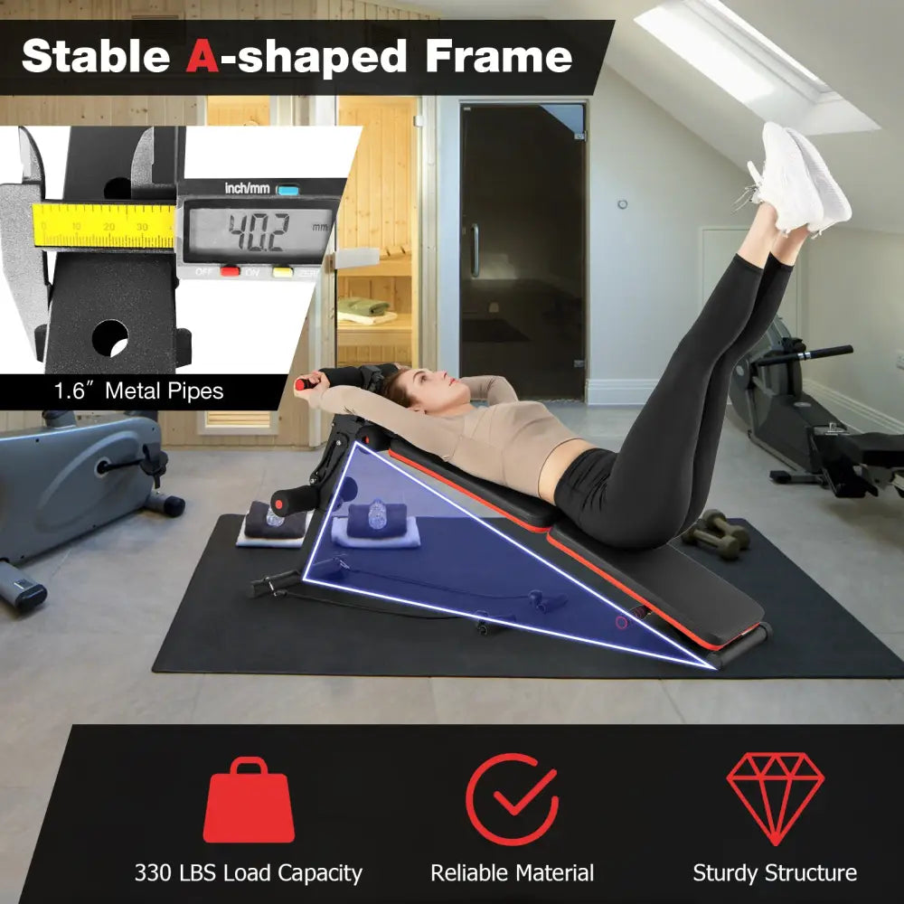 Multifunctional Sit up Bench 4 Position Adjustable Metal Workout Bench - Black - Benches Racks & Bars