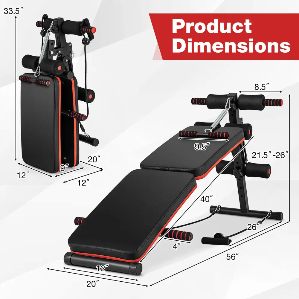 Multifunctional Sit up Bench 4 Position Adjustable Metal Workout Bench - Black - Benches Racks & Bars