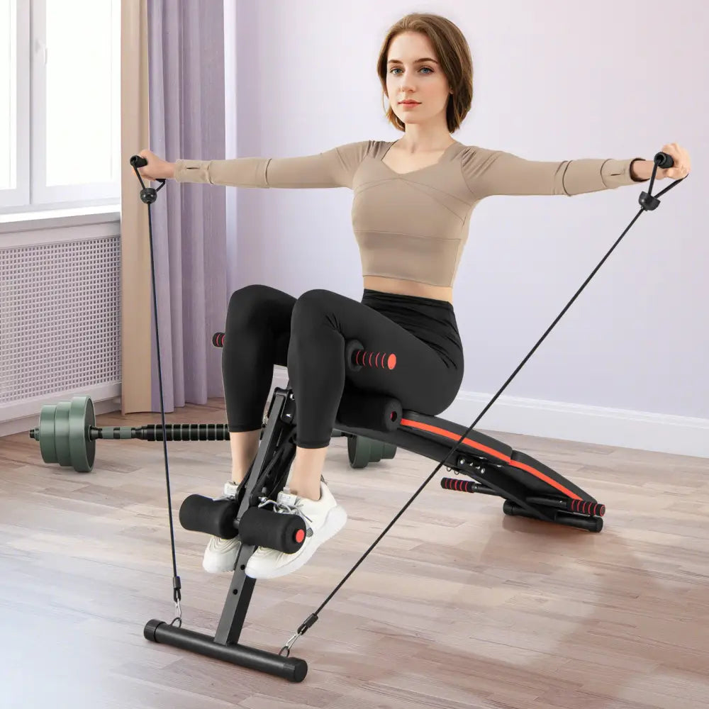 Multifunctional Sit up Bench 4 Position Adjustable Metal Workout Bench - Black - Benches Racks & Bars