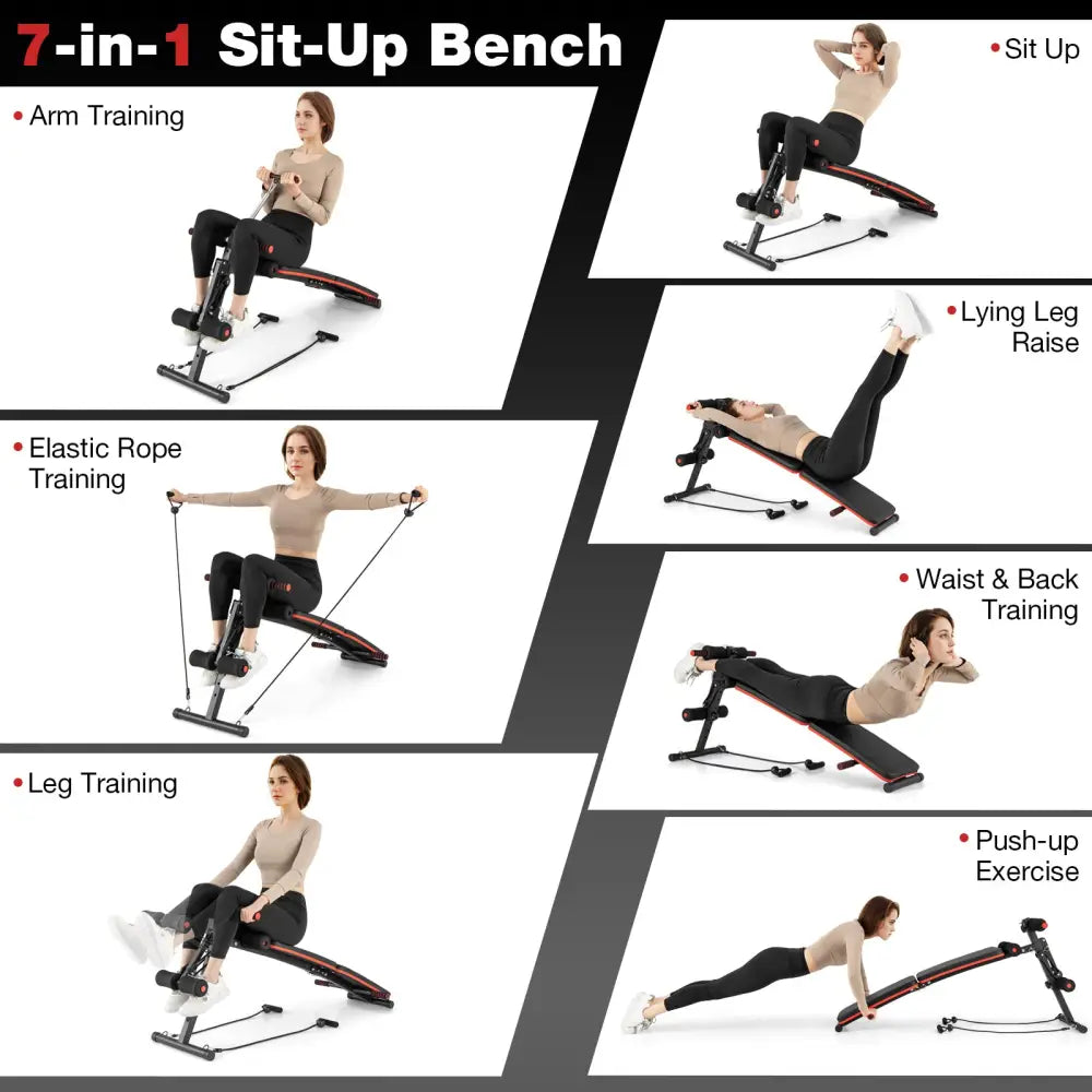 Multifunctional Sit up Bench 4 Position Adjustable Metal Workout Bench - Black - Benches Racks & Bars
