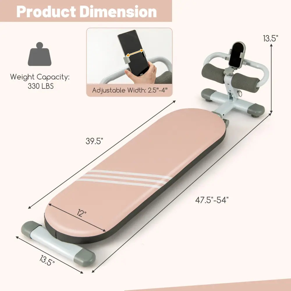 Multifunctional Sit Up Bench Workout Bench with 3 Gear Adjustable Angles and Adjustable Length-Pink - Pink - Benches
