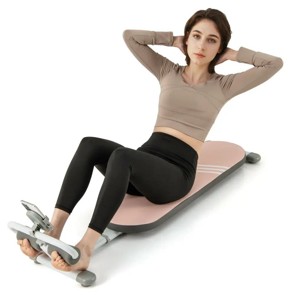 Multifunctional Sit Up Bench Workout Bench with 3 Gear Adjustable Angles and Adjustable Length-Pink - Pink - Benches