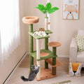Multilevel Cat Tree with Scratching Posts and Rope Plush Perch Toy Bed-Green - Green - Cat Trees Condos & Scratchers