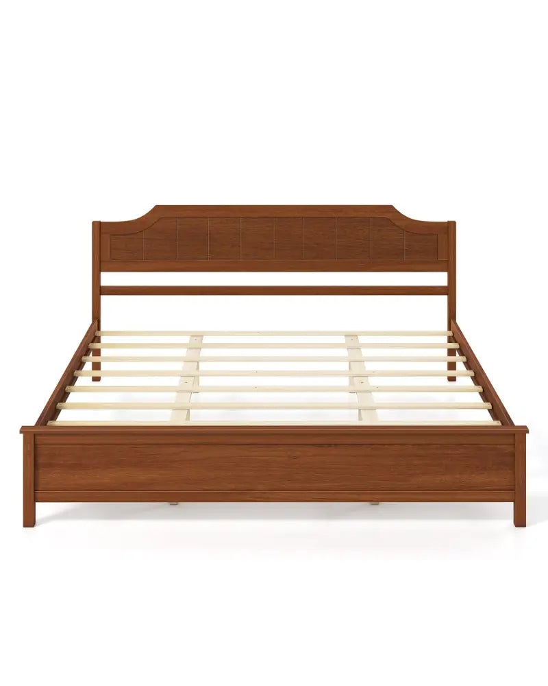 Multiple Size Solid Wood Platform Bed Frame with Headboard in Walnut-King Size - Beds & Bed Frames