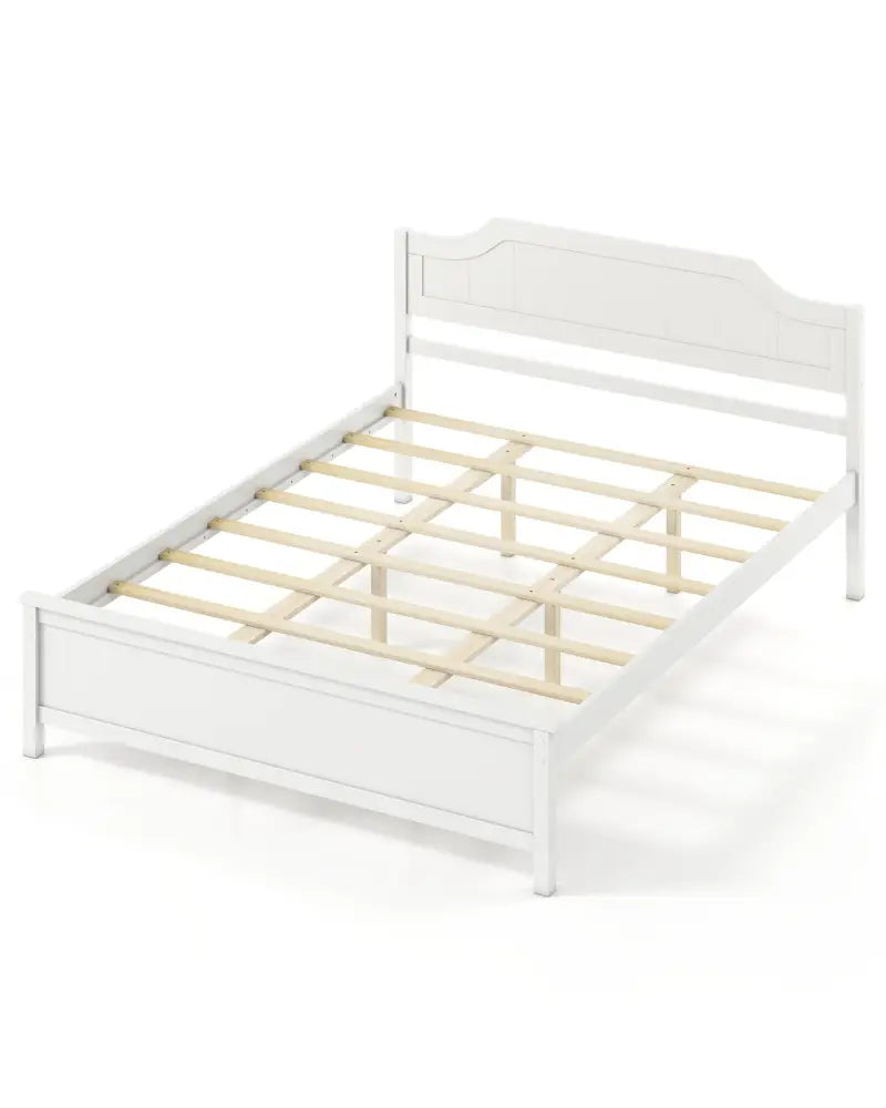Multiple Size Solid Wood Platform Bed Frame with Headboard in White-Queen Size - Beds & Bed Frames