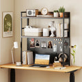 Multipurpose 2-Tier Desktop Bookshelf with Pegboard for up to 32 Inch Computer Monitor-Rustic Brown - Rustic Brown