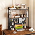 Multipurpose 2-Tier Desktop Bookshelf with Pegboard for up to 32 Inch Computer Monitor-Rustic Brown - Rustic Brown