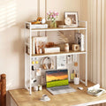 Multipurpose 2-Tier Desktop Bookshelf with Pegboard for up to 32 Inch Computer Monitor-Natural - Natural - Bookcases
