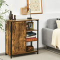 Multipurpose Freestanding Storage Cabinet with 3 Open Shelves and Doors - Rustic Brown - Cabinets & Chests