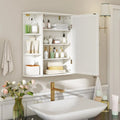 Multipurpose Mount Wall Mirror Bathroom Storage Cabinet-White - White - Wall Cabinets
