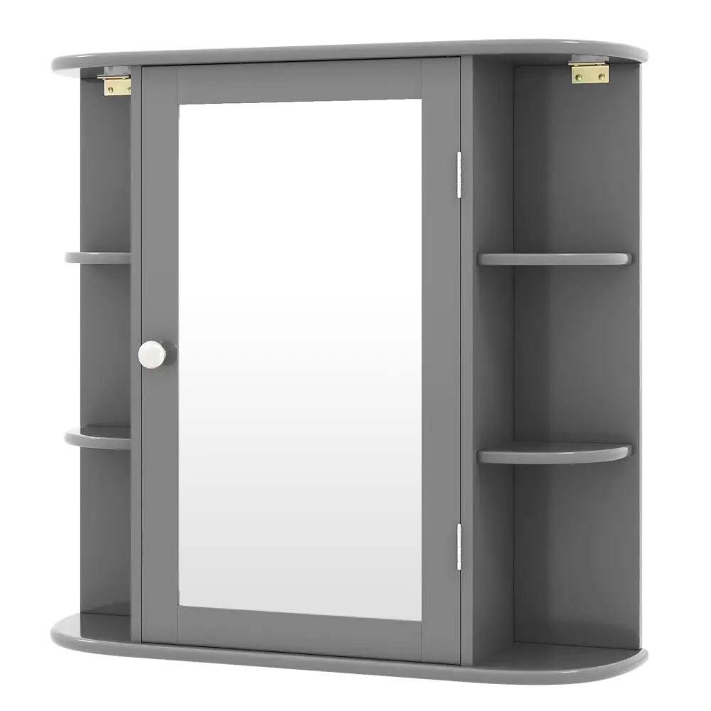 Multipurpose Mount Wall Surface Bathroom Storage Cabinet with Mirror-Gray - Gray - Wall Cabinets