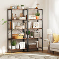 Multipurpose Open Bookcase Industrial Rack Wide Standing Storage Shelf-Brown - Brown - Bookcases