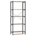 Multipurpose Open Bookcase Industrial Rack Wide Standing Storage Shelf-Brown - Brown - Bookcases