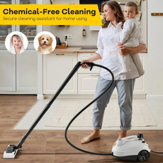 Multipurpose Steam Cleaner 1800W Portable Household Steamer with 61 oz Tank-Gray & White Costway