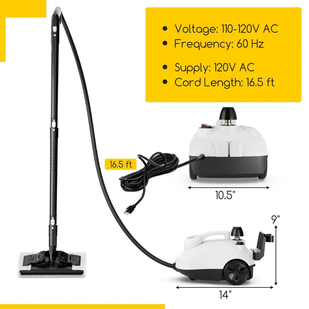 Multipurpose Steam Cleaner 1800W Portable Household Steamer with 61 oz Tank-Gray & White Costway