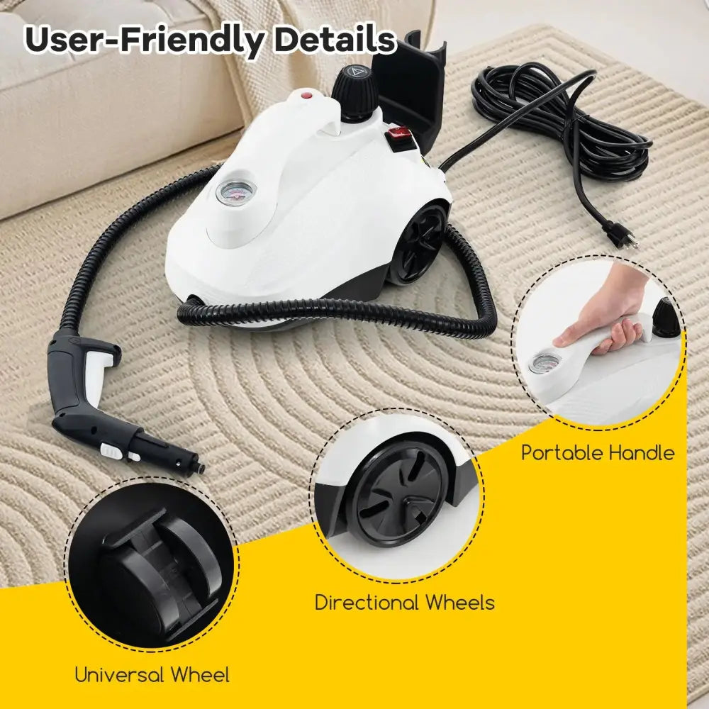 Multipurpose Steam Cleaner 1800W Portable Household Steamer with 61 oz Tank-Gray & White Costway