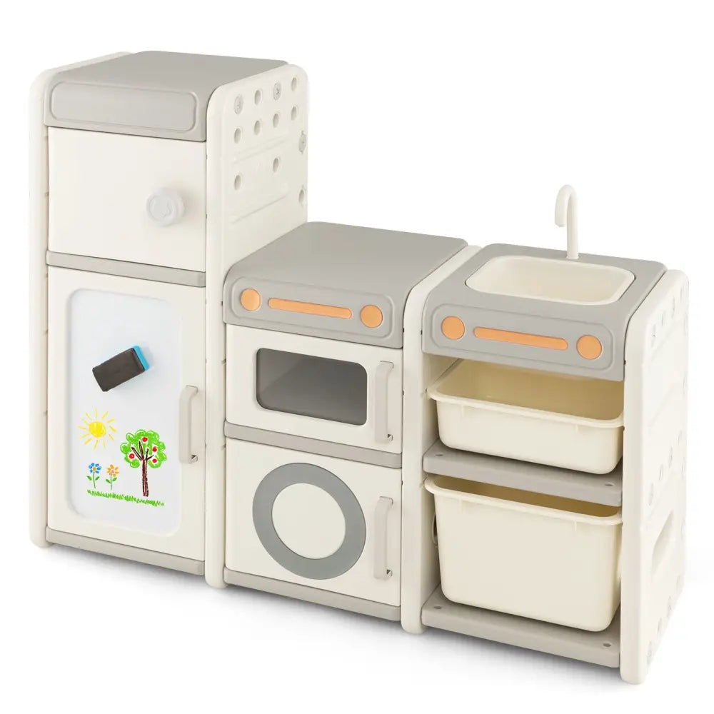 Multipurpose Toy Chest and Bookshelf with Magnetic Whiteboard-Gray - Gray - Kids Storage