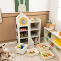 Multipurpose Toy Chest and Bookshelf with Mobile Trolley-Gray - Gray - Kids Storage