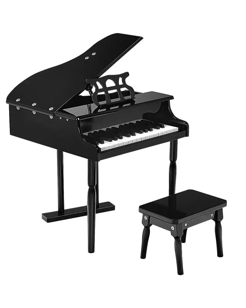 Musical Instrument Toy 30-Key Children Mini Grand Piano with Bench-Black - Black - Pianos & Keyboards