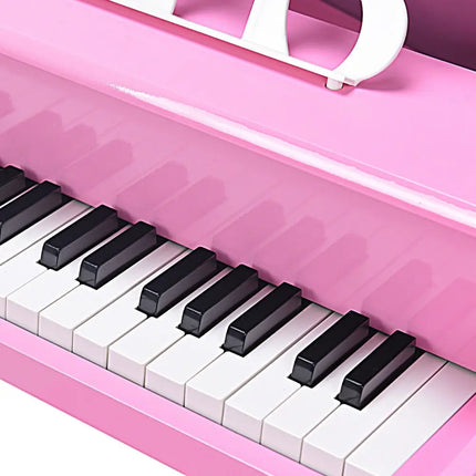 Musical Instrument Toy 30-Key Children Mini Grand Piano with Bench-Pink - Pink - Pianos & Keyboards